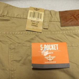 Dockers Mens Straight Fit Five Pocket Safari Beige 42W x 32L